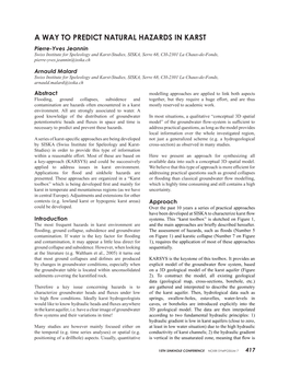 A Way to Predict Natural Hazards in Karst