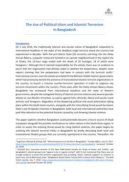 The Rise of Political Islam and Islamist Terrorism in Bangladesh