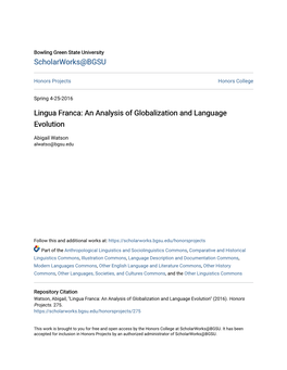 Lingua Franca: an Analysis of Globalization and Language Evolution