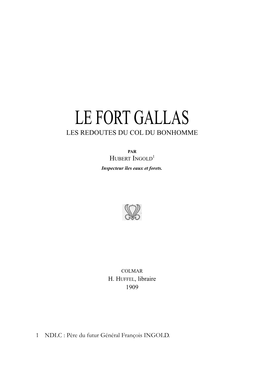 Le Fort Gallas Les Redoutes Du Col Du Bonhomme