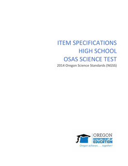 Item Specifications High School Osas Science Test