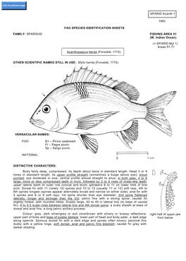 SPARID Acanth 1 1983 FAO SPECIES IDENTIFICATION SHEETS FAMILY