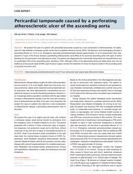 Pericardial Tamponade Caused by a Perforating Atherosclerotic Ulcer of the Ascending Aorta