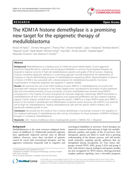 The KDM1A Histone Demethylase Is a Promising New Target for the Epigenetic Therapy of Medulloblastoma