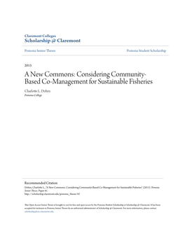 Considering Community-Based Co-Management for Sustainable Fisheries