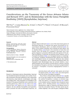 Considerations on the Taxonomy of the Genus Arhuaco Adams and Bernard 1977, and Its Relationships with the Genus Pronophila Doubleday [1849] (Nymphalidae, Satyrinae)