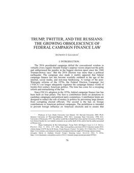 Trump, Twitter, and the Russians: the Growing Obsolescence of Federal Campaign Finance Law