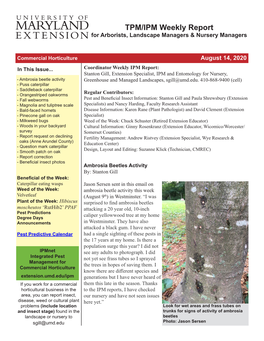 August 14, 2020 Landscape and Nursery IPM Report