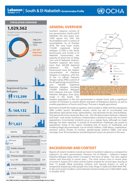 South & El-Nabatieh Governorates Profile