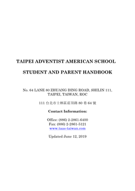 Taipei Adventist American School Student and Parent