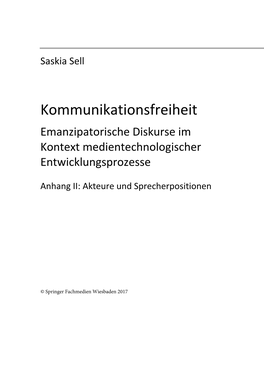 Kommunikationsfreiheit Emanzipatorische Diskurse Im Kontext Medientechnologischer Entwicklungsprozesse