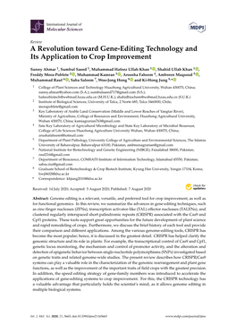 A Revolution Toward Gene-Editing Technology and Its Application to Crop Improvement