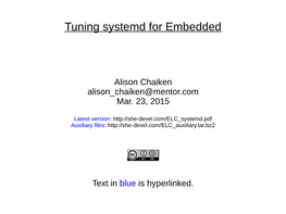 Tuning Systemd for Embedded