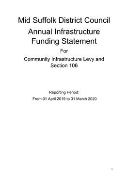 Mid Suffolk District Council Annual Infrastructure Funding Statement for Community Infrastructure Levy and Section 106