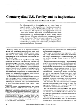 Countercyclical U.S. Fertility and Its Implications William P