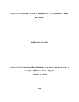 A Socio-Semiotic Multimodal Analysis of Emojis As Used in Text Messaging