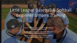 Little League Baseball & Softball Beginner Umpire Training