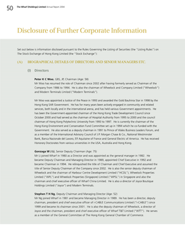 Disclosure of Further Corporate Information