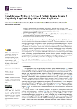Knockdown of Mitogen-Activated Protein Kinase Kinase 3 Negatively Regulates Hepatitis a Virus Replication