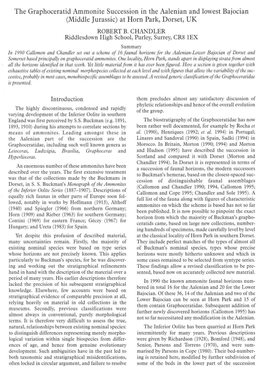 The Graphoceratid Ammonite Succession in the Aalenian and Lowest Bajocian (Middle Jurassic) at Horn Park, Dorset, UK ROBERT B