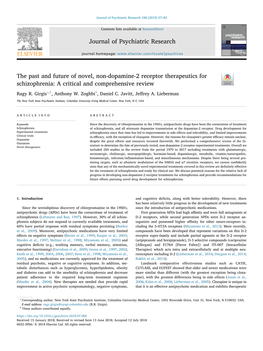 The Past and Future of Novel, Non-Dopamine-2 Receptor Therapeutics for Schizophrenia: a Critical and Comprehensive Review T