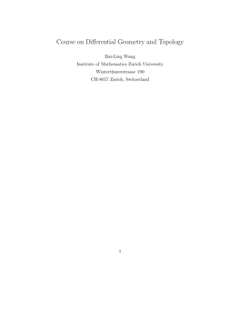 Course on Differential Geometry and Topology