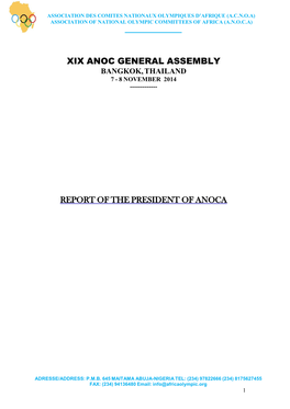 Xix Anoc General Assembly Report of the President of Anoca