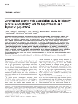 Longitudinal Exome-Wide Association Study to Identify Genetic Susceptibility Loci for Hypertension in a Japanese Population