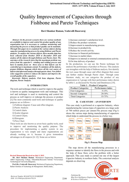 Quality Improvement of Capacitors Through Fishbone and Pareto Techniques