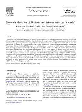 Molecular Detection of Theileria and Babesia Infections in Cattle§ Kursat Altay, M