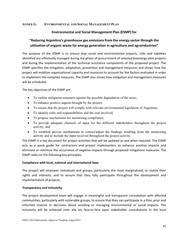 Environmental and Social Management Plan (ESMP) For