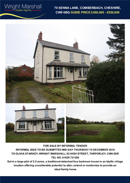 70 Senna Lane, Comberbach, Cheshire, Cw9 6Bq Guide Price £450,000 - £550,000