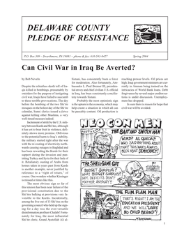 Spring 2004 Can Civil War in Iraq Be Averted? by Bob Neveln Sistani, Has Consistently Been a Force Reaching Prewar Levels