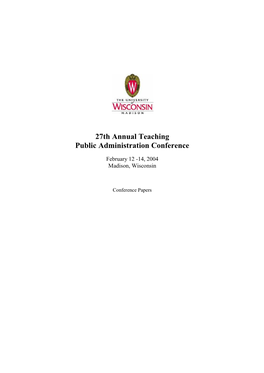 27Th Annual Teaching Public Administration Conference