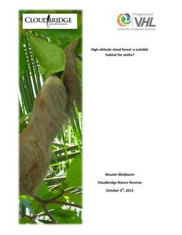 High Altitude Cloud Forest: a Suitable Habitat for Sloths?