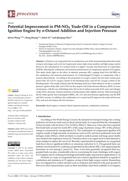 Potential Improvement in PM-NOX Trade-Off in a Compression Ignition Engine by N-Octanol Addition and Injection Pressure