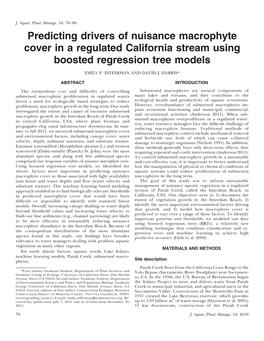 Predicting Drivers of Nuisance Macrophyte Cover in a Regulated California Stream Using Boosted Regression Tree Models