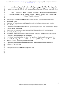 Analysis of Genetically Independent Phenotypes Identifies Shared