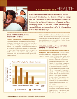 Child Marriage and HEALTH