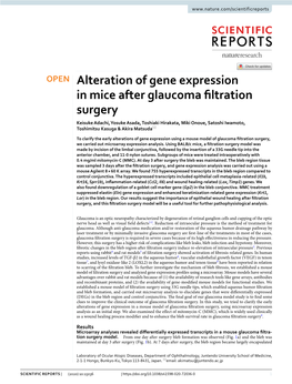 Alteration of Gene Expression in Mice After Glaucoma Filtration Surgery