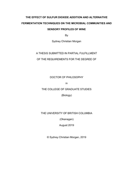 The Effect of Sulfur Dioxide Addition and Alternative