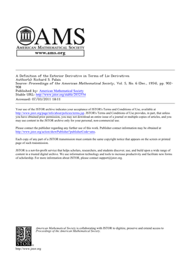 A Definition of the Exterior Derivative in Terms of Lie Derivatives Author(S): Richard S