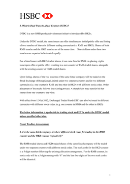 1. What Is Dual Tranche, Dual Counter (DTDC)? DTDC Is a New RMB