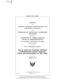 Hearing National Defense Authorization Act For