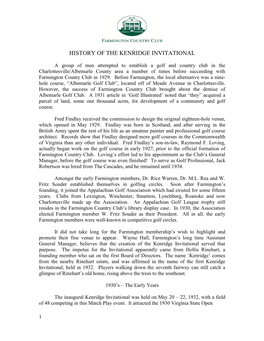 History of the Kenridge Invitational