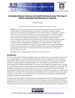 Interplay Between Literacy and Health Services Access: the Case of Elderly Exemption Beneficiaries in Tanzania