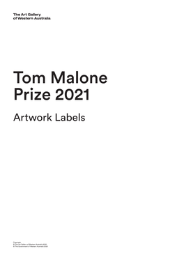 Download Tom Malone Prize 2021 Artwork Labels