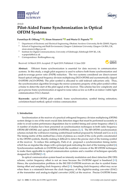 Pilot-Aided Frame Synchronization in Optical OFDM Systems