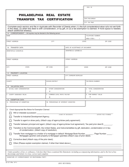 Real Estate Transfer Tax Certificate