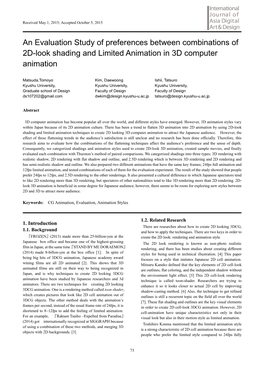 An Evaluation Study of Preferences Between Combinations of 2D-Look Shading and Limited Animation in 3D Computer Animation